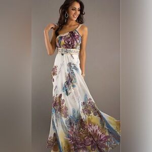 Dancing Queen embellished one-shoulder maxi gown size 6